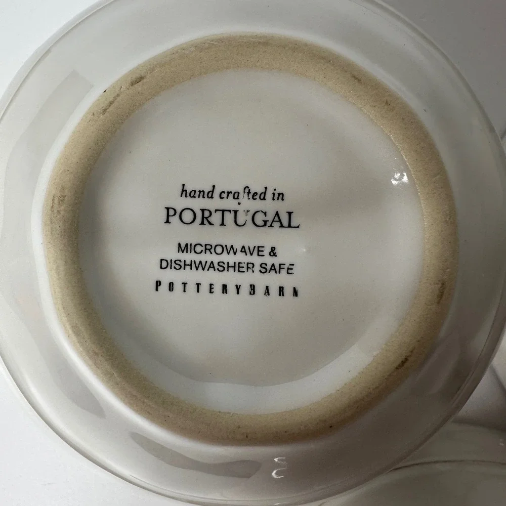 Set of 3 Pottery Barn Cambria Cereal Soup Bowls Stone Off White Portugal 6